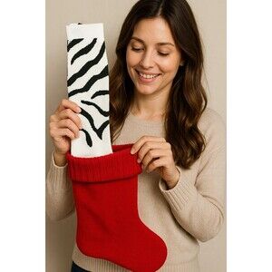 Women’s TCK Krazisox Zebra Print Knee High Socks Medium LPZ8 Black White NWT